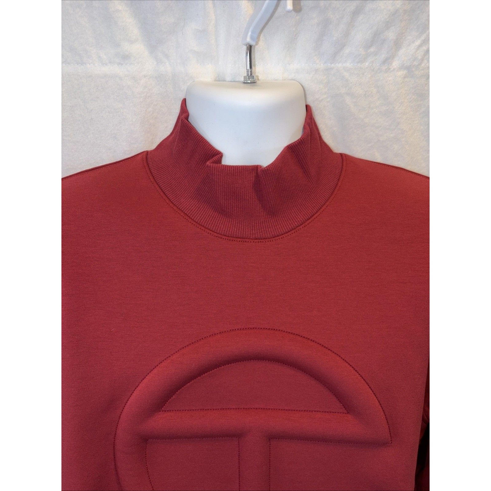 Telfar Mock Neck Embossed Red Sweatshirt Men's Size Medium New With Tags — image 3 of 8
